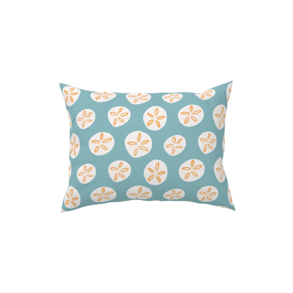 Sand Dollar Sea Shells Pillow, Woven, Beige, 12x16, Single Sided, Blue, Spring Valley