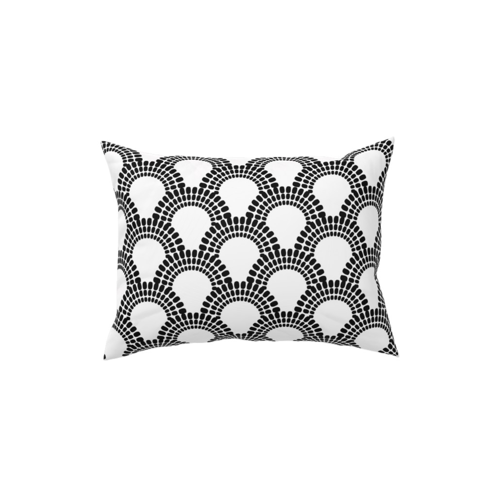 Scallops - Black & White Pillow, Woven, Beige, 12x16, Single Sided, Black