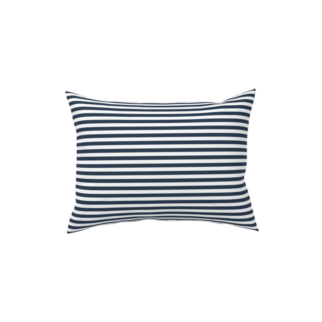 Horizontal Stripe Pillow, Woven, Beige, 12x16, Single Sided, Blue