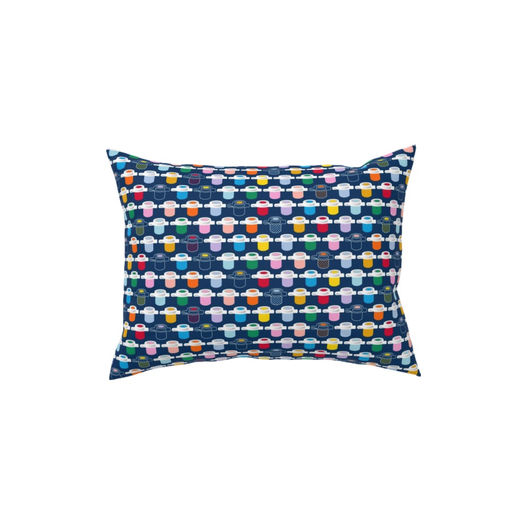 Paint Pots Pillow, Woven, Beige, 12x16, Single Sided, Blue, Bright Indigo