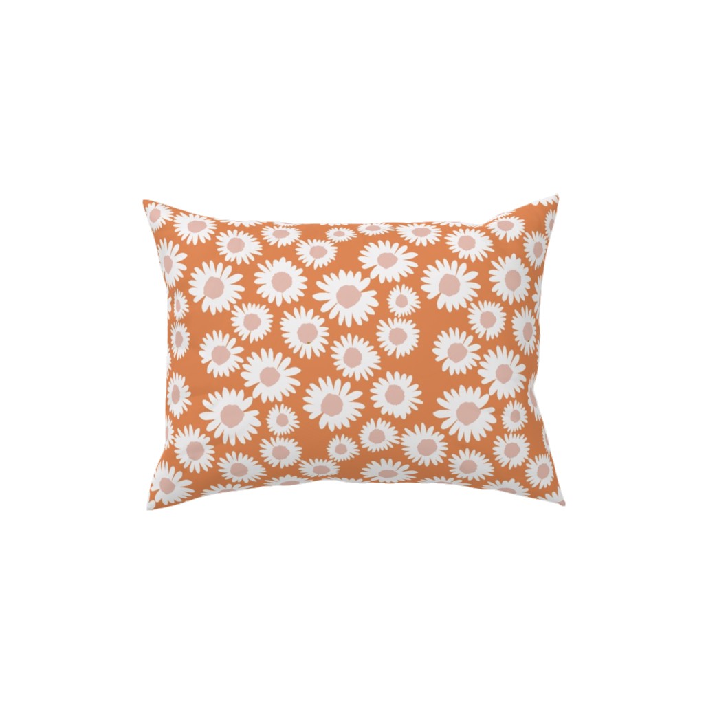 Boho Daisies - Flowers - Muted Orange and Blush Pillow, Woven, Beige, 12x16, Single Sided, Orange, Orange