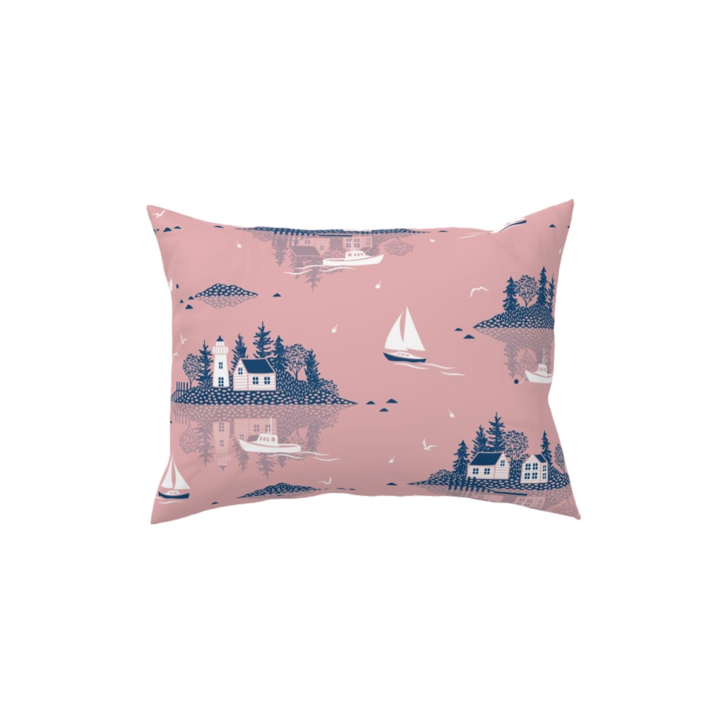 Maine Islands - Pink Pillow, Woven, Beige, 12x16, Single Sided, Pink, Bright Pink