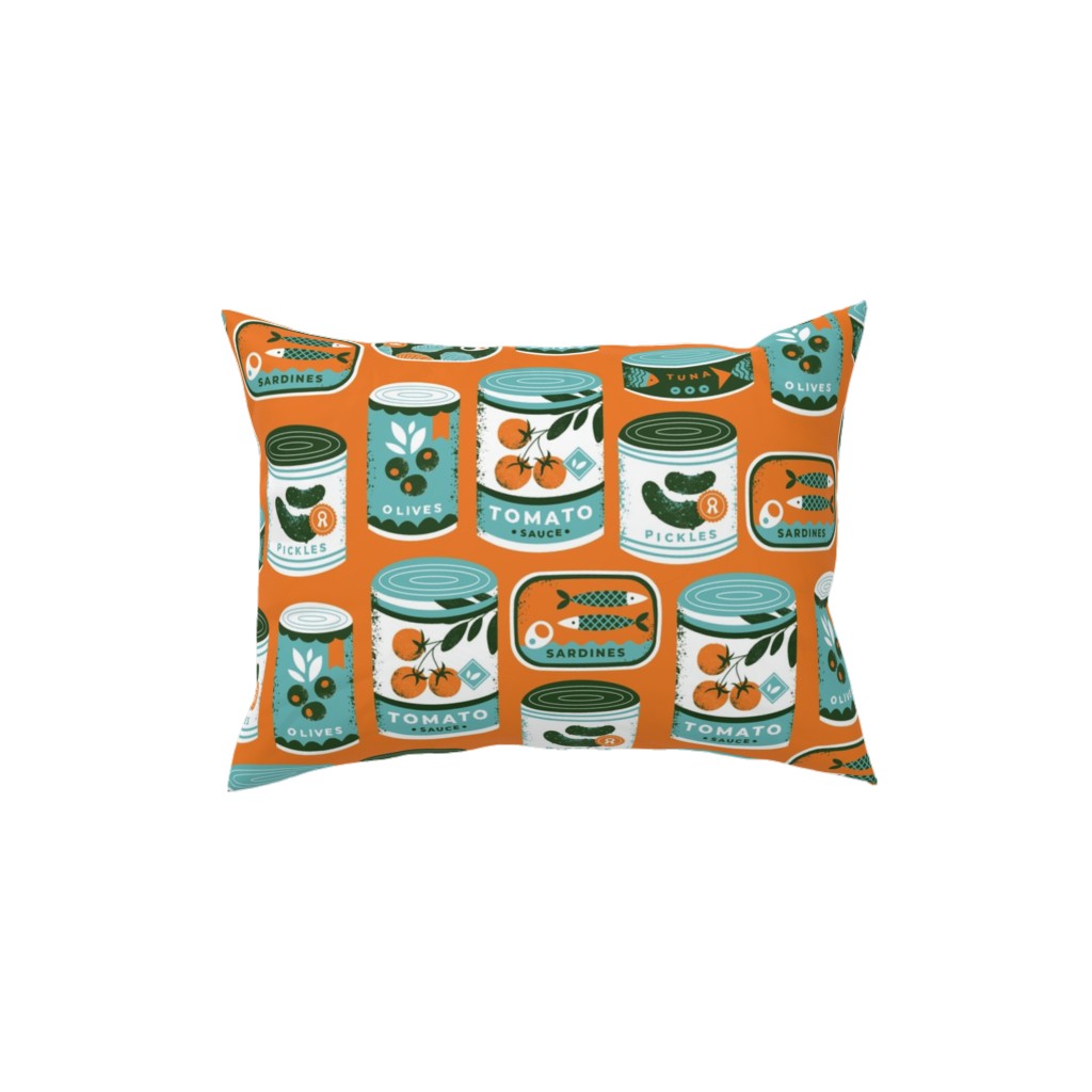Canned Goods Pillow, Woven, Beige, 12x16, Single Sided, Orange, Fawn
