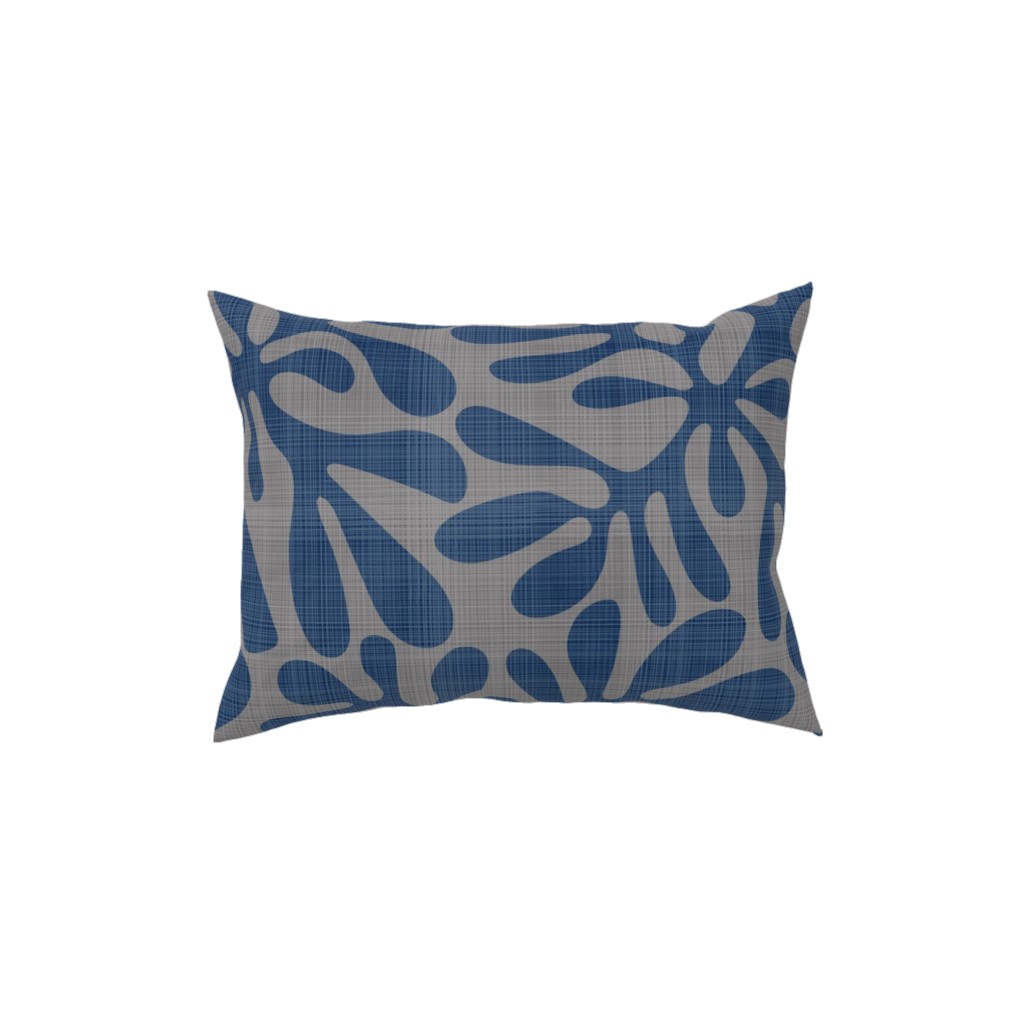 Block Print Texture Pillow, Woven, Beige, 12x16, Single Sided, Blue