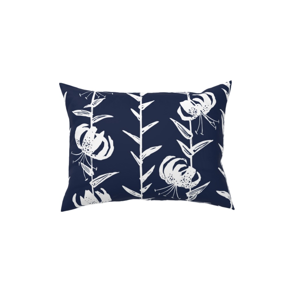 Lily Stripe - Blue Pillow, Woven, Beige, 12x16, Single Sided, Blue