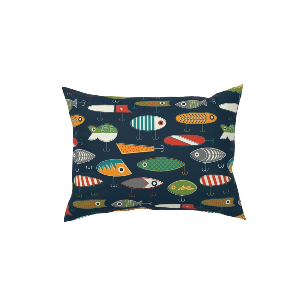 Hooked Up - Navy Pillow, Woven, Beige, 12x16, Single Sided, Multicolor