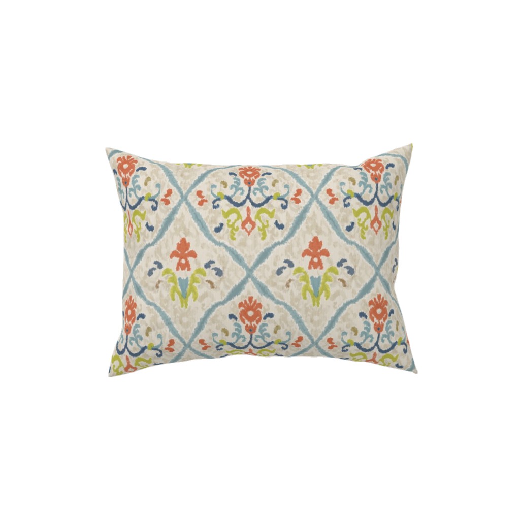 Manor Ikat Damask - Multi Pillow, Woven, Beige, 12x16, Single Sided, Multicolor