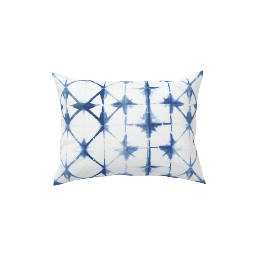 Shibori Diamond - Blue on White Pillow, Woven, Beige, 12x16, Single Sided, Blue, True Blue
