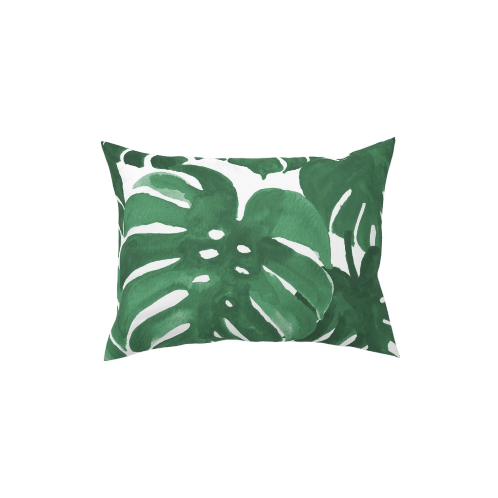 Tropical Palms - Green Pillow, Woven, Beige, 12x16, Single Sided, Green