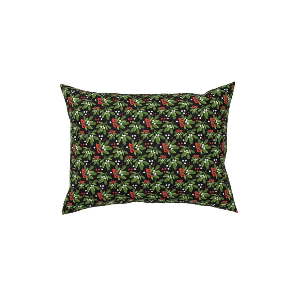 Mistletoe Night on Black Pillow, Woven, Beige, 12x16, Single Sided, Multicolor