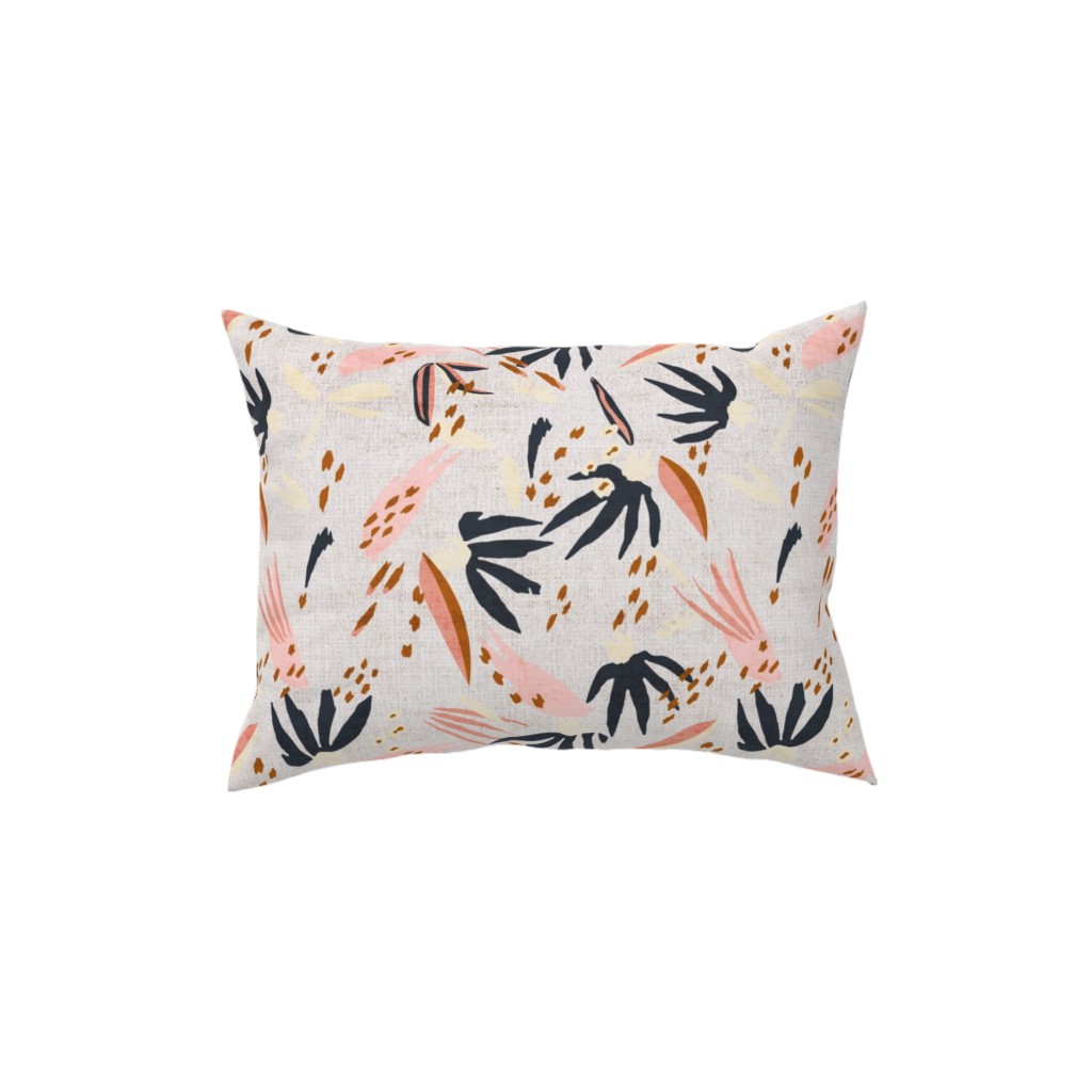 French Linen Floral - Pink Pillow, Woven, Beige, 12x16, Single Sided, Pink, Bright Pink