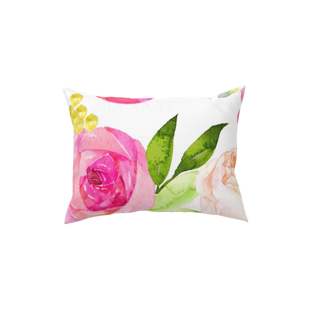 Spring Peonies, Roses, and Poppies - Pink Pillow, Woven, Beige, 12x16, Single Sided, Pink, Bright Pink