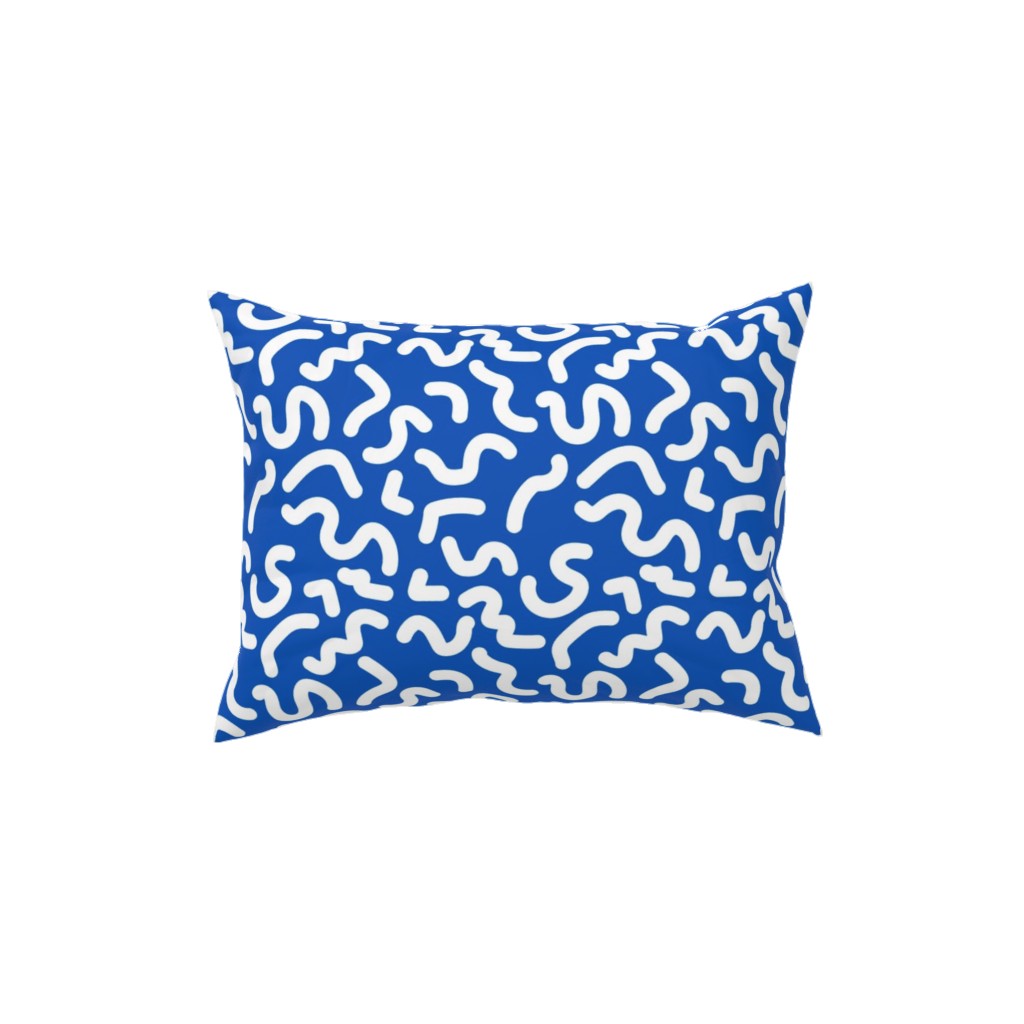 Dark Squiggles - Blue Pillow, Woven, Beige, 12x16, Single Sided, Blue