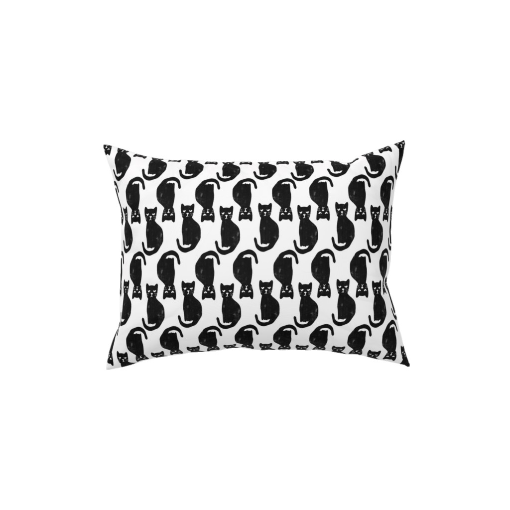 Black Cat Pillow, Woven, Beige, 12x16, Single Sided, Black, Black