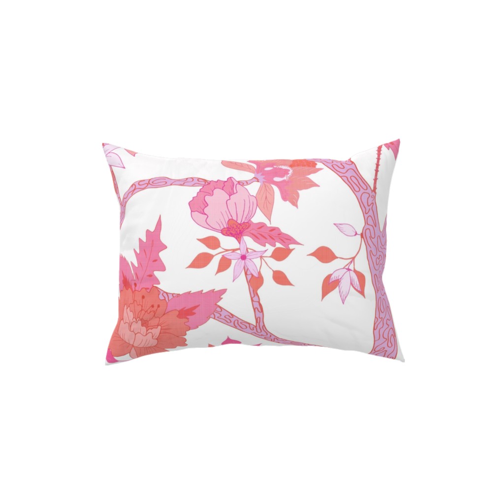 Peony Branch Mural Pillow, Woven, Beige, 12x16, Single Sided, Pink