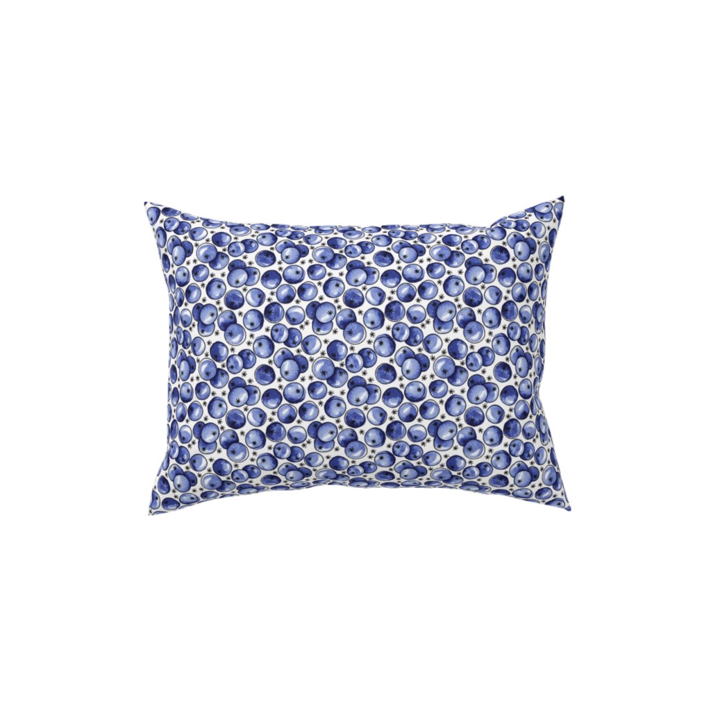 Watercolor Blueberries Pillow, Woven, Beige, 12x16, Single Sided, Blue