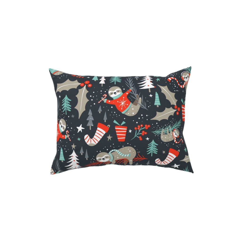 Slothy Holidays Pillow, Woven, Beige, 12x16, Single Sided, Multicolor