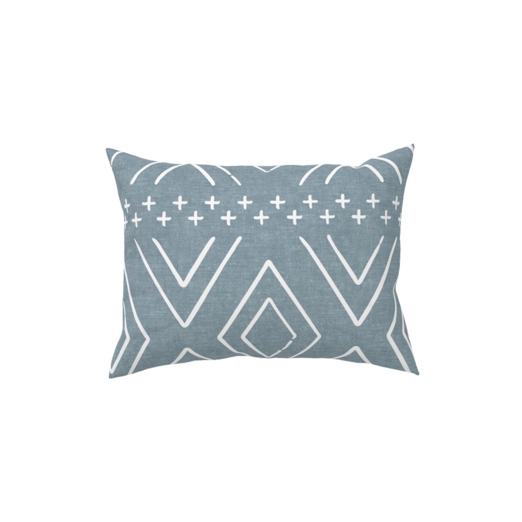 Farmhouse Diamonds Pillow, Woven, Beige, 12x16, Single Sided, Blue