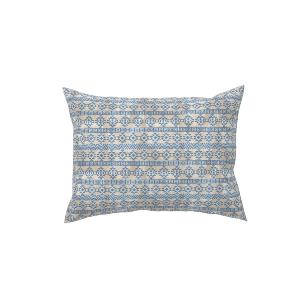 Modern Desert - Geometric Pillow, Woven, Beige, 12x16, Single Sided, Blue