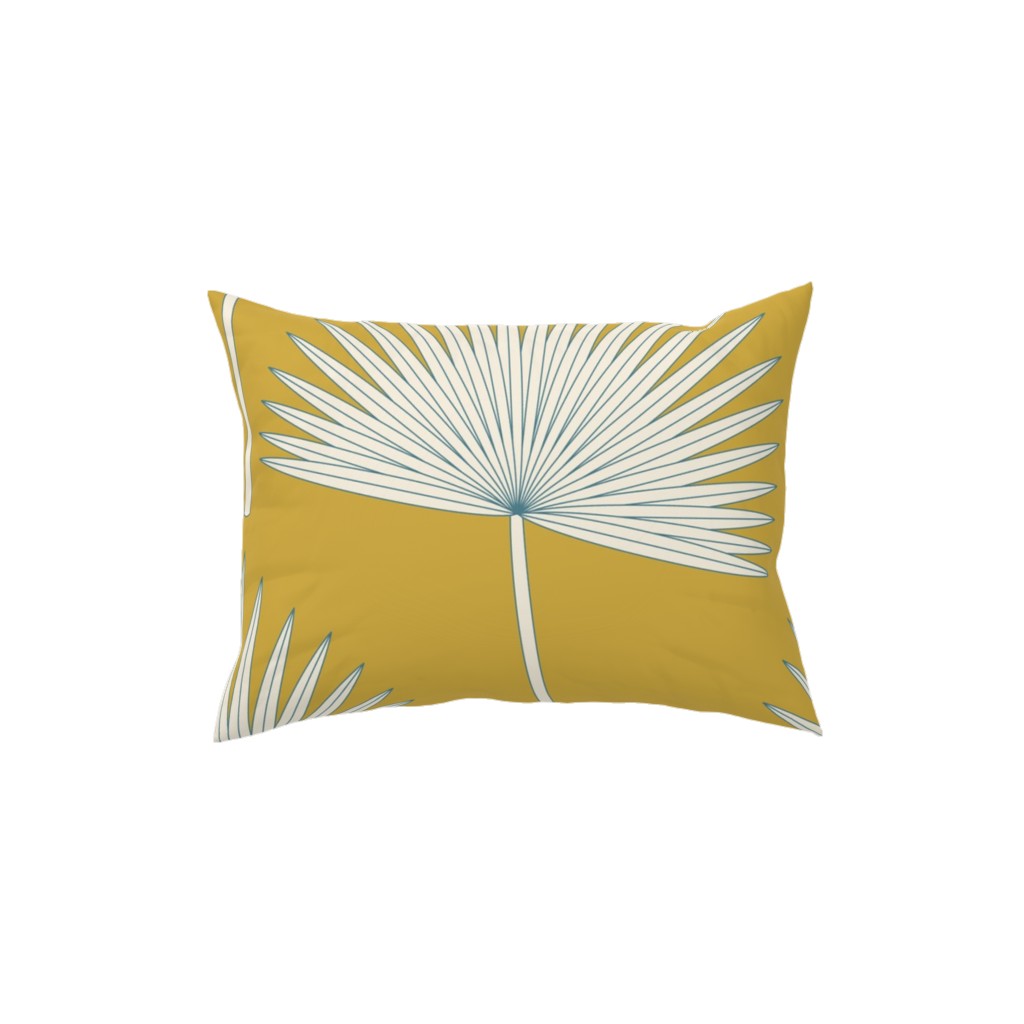 Boho Sunshine Palm Leaves Pillow, Woven, Beige, 12x16, Single Sided, Yellow, Marigold