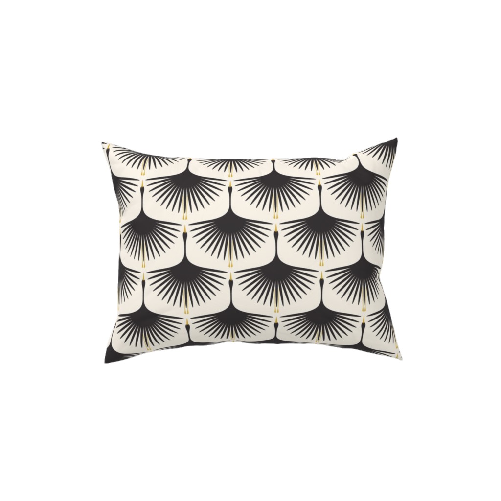 Art Deco Swans Pillow, Woven, Beige, 12x16, Single Sided, Beige
