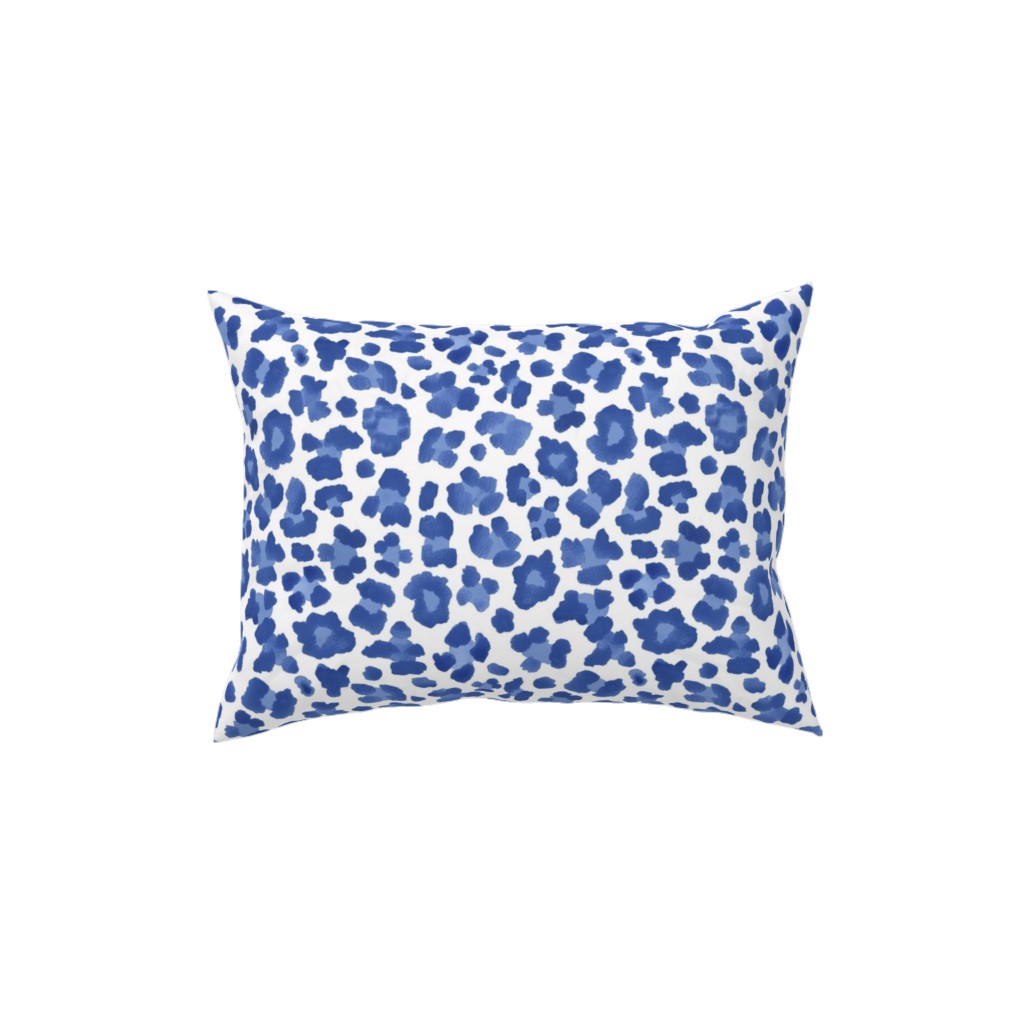 Leopard Print - Blue and White Pillow, Woven, Beige, 12x16, Single Sided, Blue