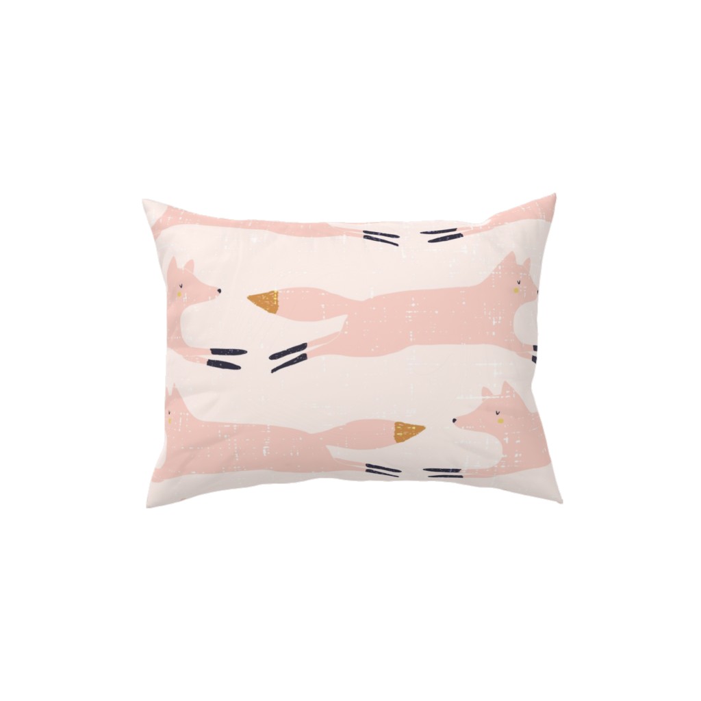 Leaping Fox - Pink Pillow, Woven, Beige, 12x16, Single Sided, Pink