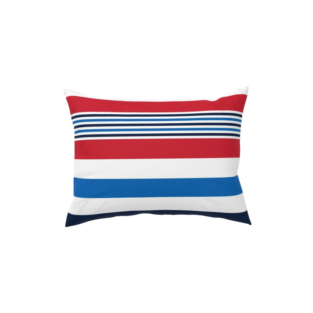 Horizontal Stripes - Red White and Blue Pillow, Woven, Beige, 12x16, Single Sided, Red