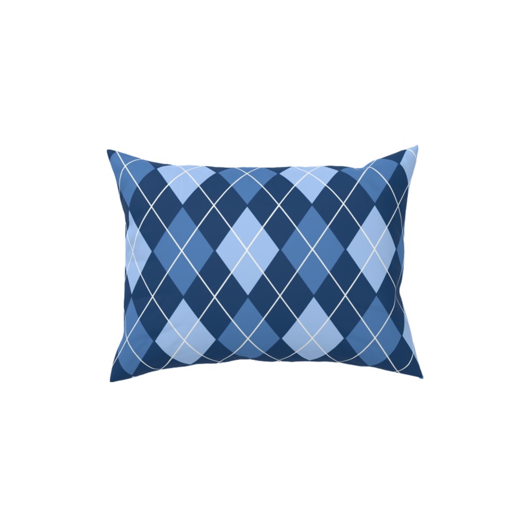 Classic Argyle Plaid in Blues Pillow, Woven, Beige, 12x16, Single Sided, Blue