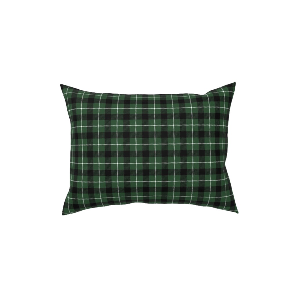 Green & Black Plaid Pillow, Woven, Beige, 12x16, Single Sided, Green, Classic Green