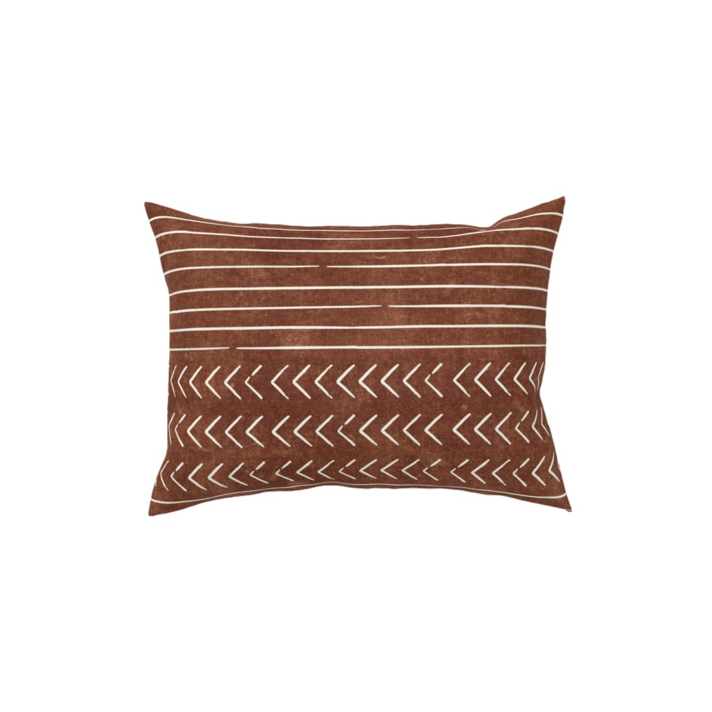 Arrow Stripes Mud Cloth Modern Pillow, Woven, Beige, 12x16, Single Sided, Brown, Chestnut