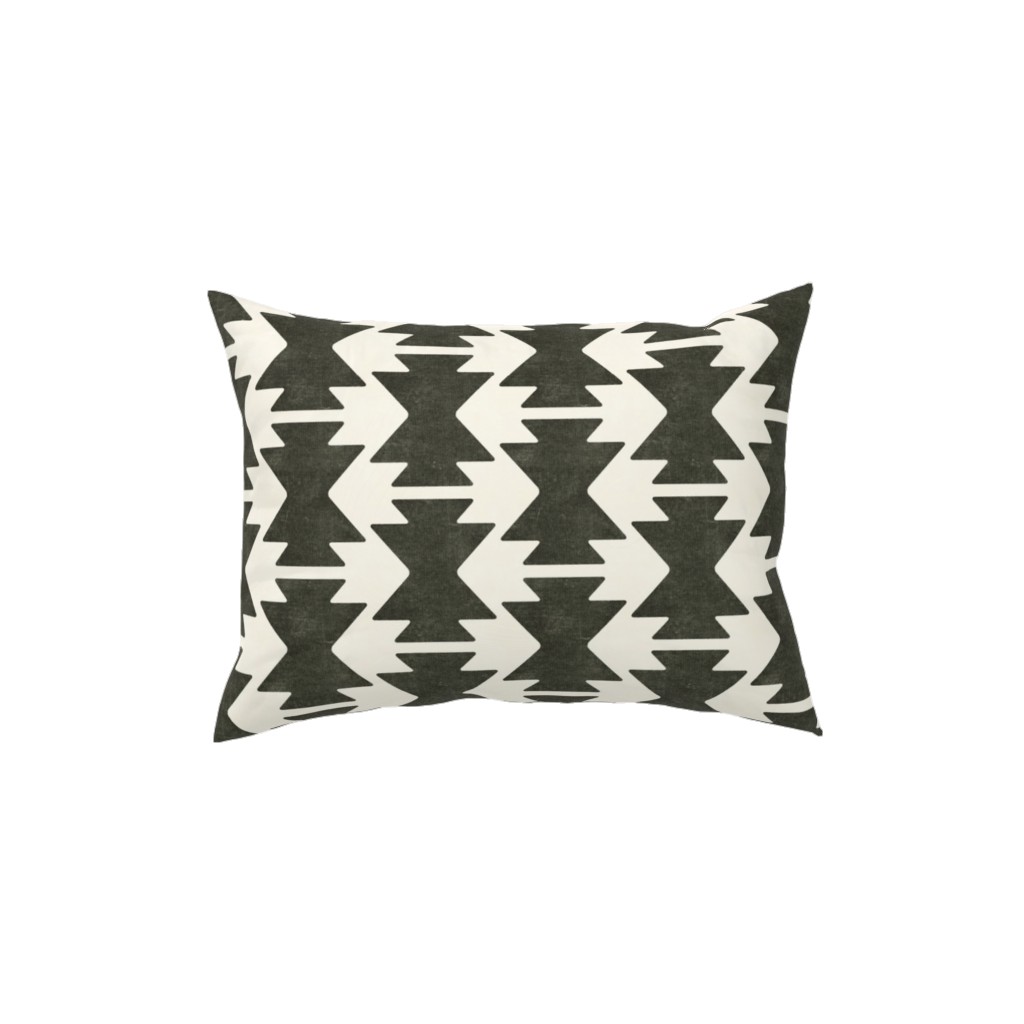 Bohemian Aztec Pillow, Woven, Beige, 12x16, Single Sided, Black, Dark Gray