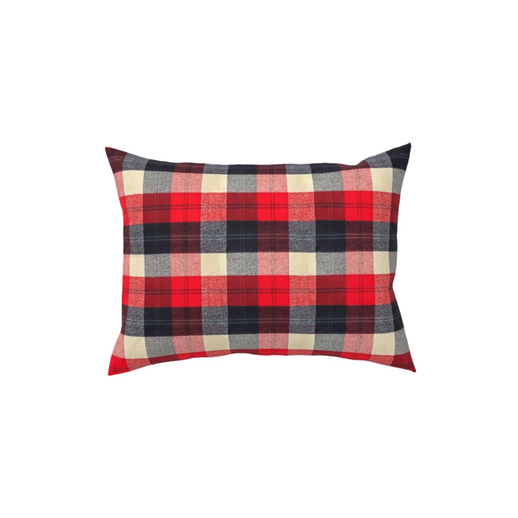 Lumberjack Flannel Buffalo Plaid - Red Pillow, Woven, Beige, 12x16, Single Sided, Red, Red