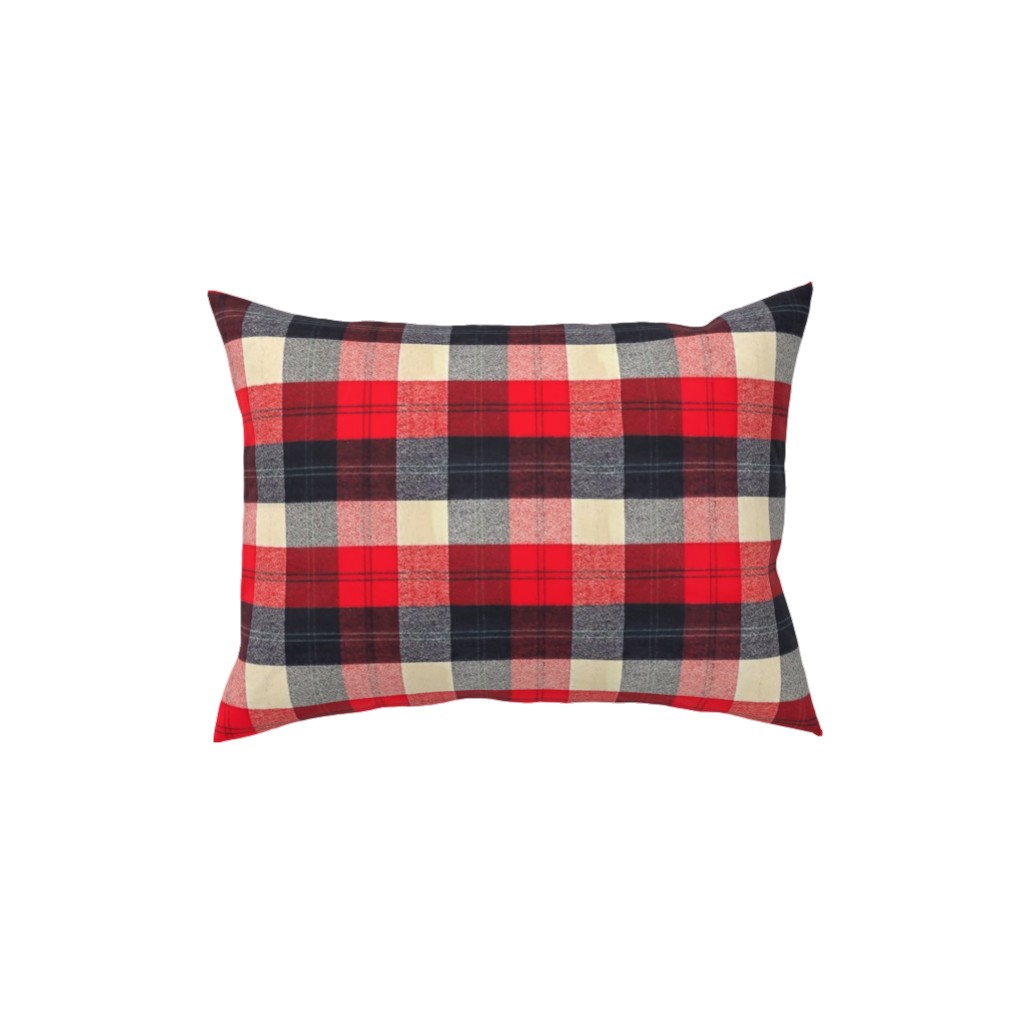 Lumberjack Flannel Buffalo Plaid - Red Pillow, Woven, Beige, 12x16, Single Sided, Red