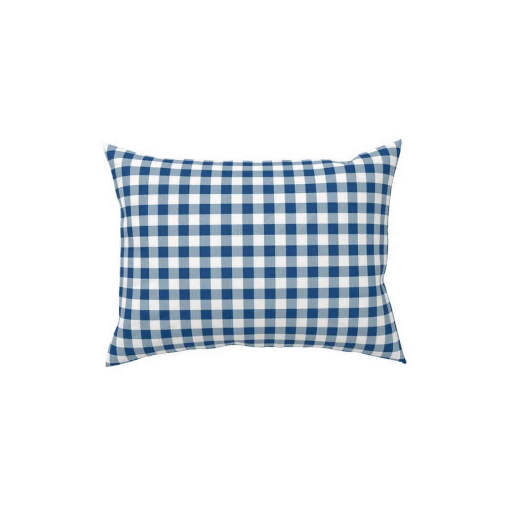 Classic Gingham - Blue Pillow, Woven, Beige, 12x16, Single Sided, Blue, True Blue