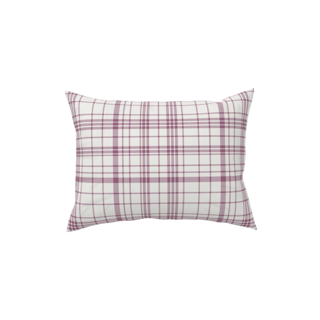 Tartan Check Pillow, Woven, Beige, 12x16, Single Sided, Purple, Pomegranate