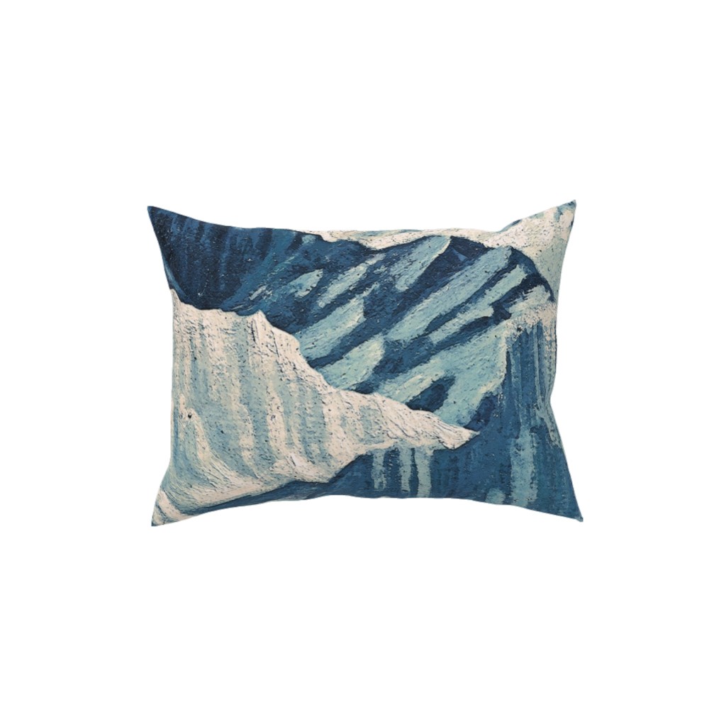 Vintage Snowy Mountains - Blue Pillow, Woven, Beige, 12x16, Single Sided, Blue, True Blue