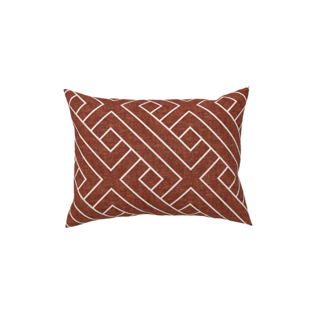 Cadence Geometric Weave - Rust Pillow, Woven, Beige, 12x16, Single Sided, Red, Red