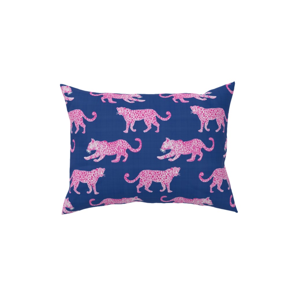 Leopard Parade Pillow, Woven, Beige, 12x16, Single Sided, Blue