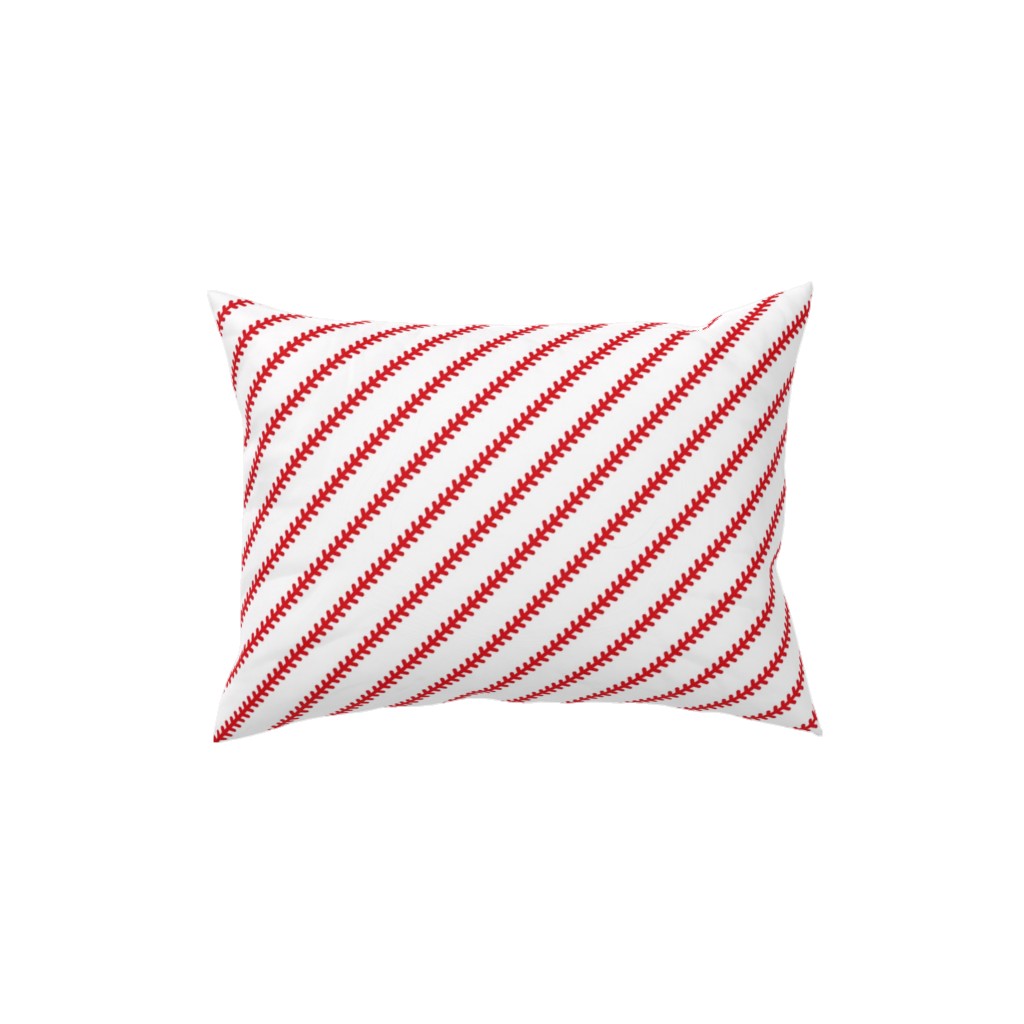 Baseball Stitch - Baseball - White Pillow, Woven, Beige, 12x16, Single Sided, Red, Red