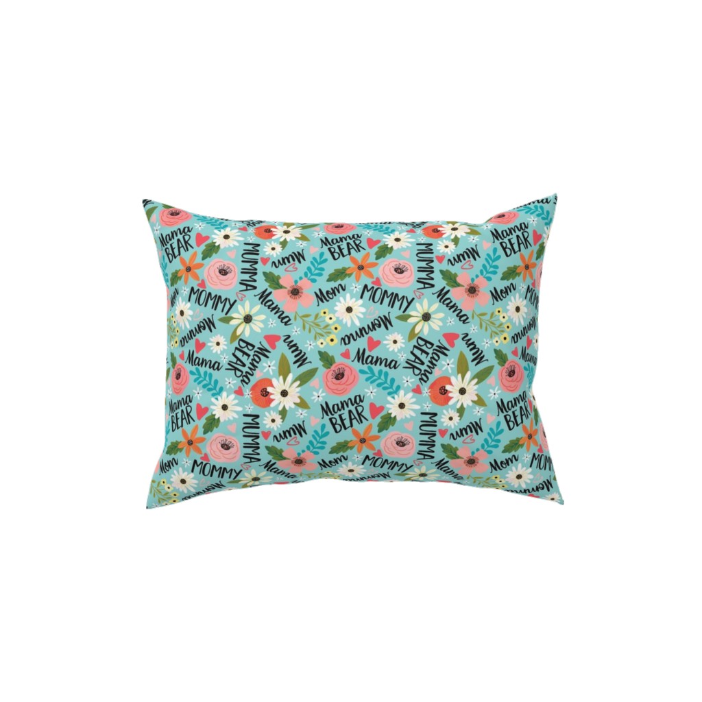 Mom's the Word - Multi Pillow, Woven, Beige, 12x16, Single Sided, Blue, True Blue