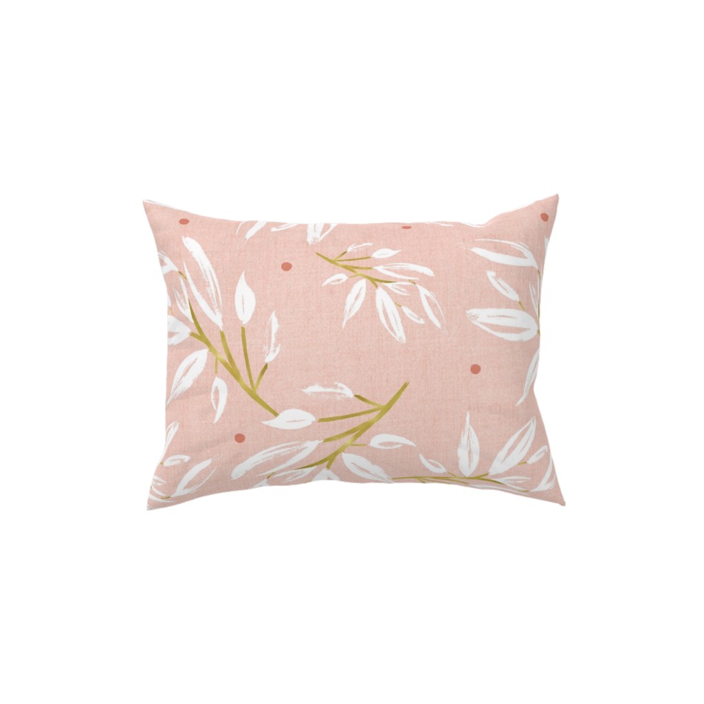Zen - Gilded Leaves - Blush Pink Large Pillow, Woven, Beige, 12x16, Single Sided, Pink, Bright Pink