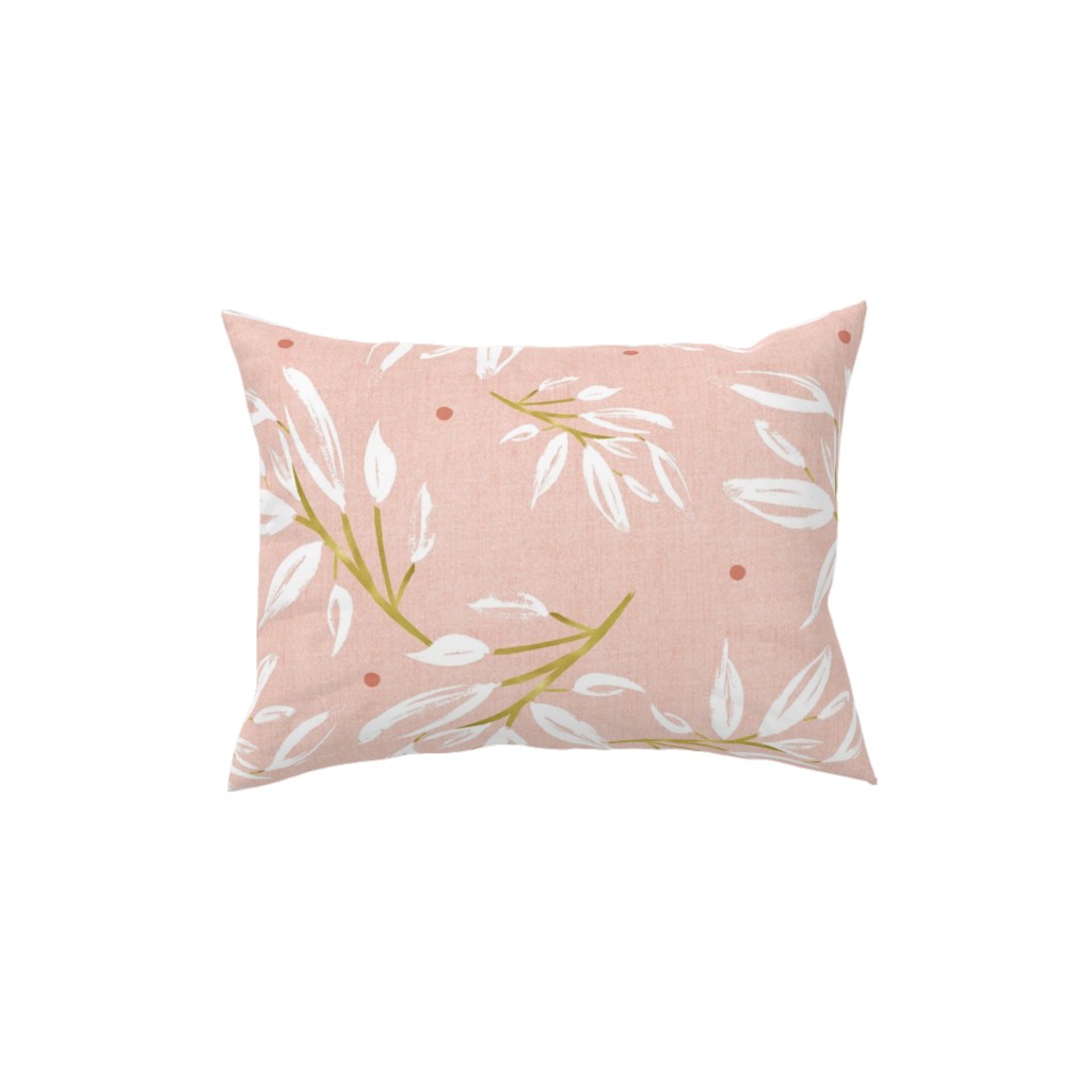 Zen - Gilded Leaves - Blush Pink Large Pillow, Woven, Beige, 12x16, Single Sided, Pink