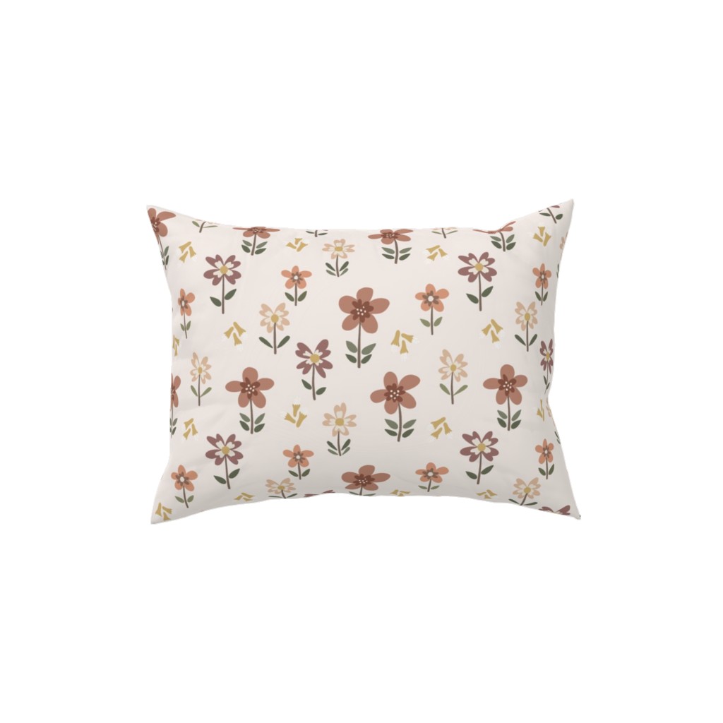 Cute Daisies & Foxgloves Floral - Earth Tones Pillow, Woven, Beige, 12x16, Single Sided, Pink