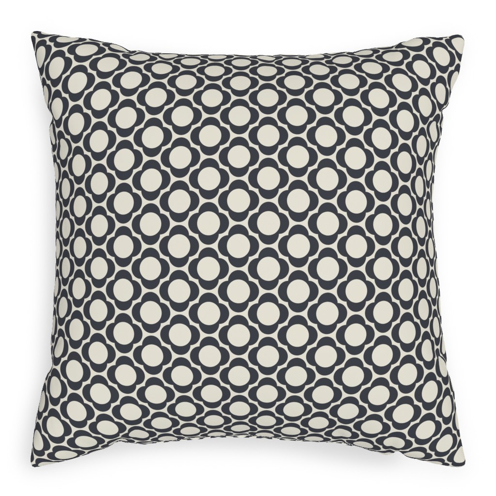 Lotta's Scandi Daisy - Navy on Cream Pillow, Woven, Black, 20x20, Single Sided, Beige