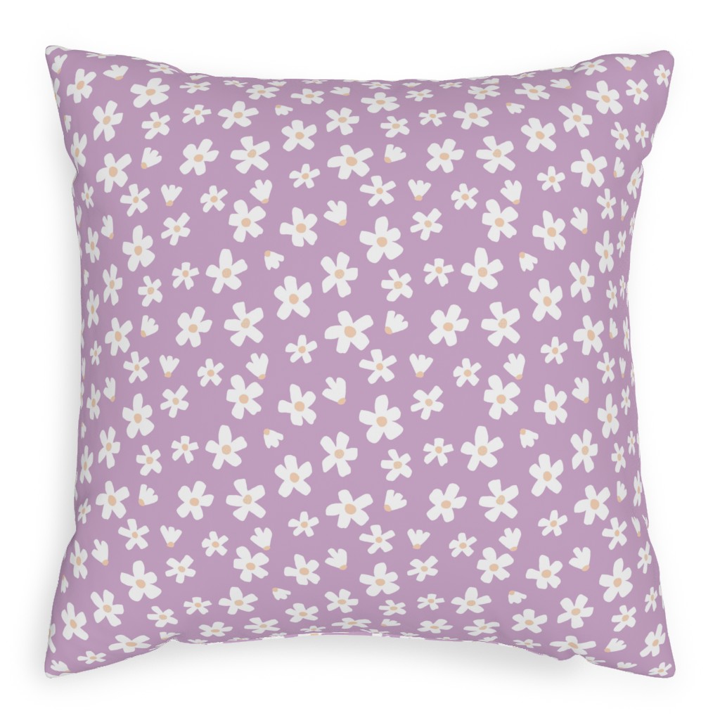 Daisy Garden Floral - Purple Pillow, Woven, Black, 20x20, Single Sided, Purple, Purple