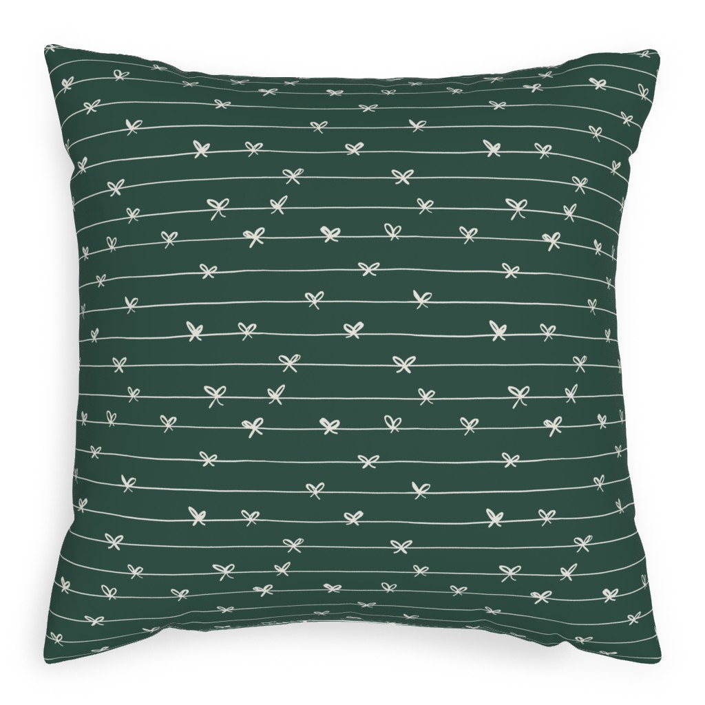 Christmas Ribbons and Bows Pillow, Woven, Black, 20x20, Single Sided, Green