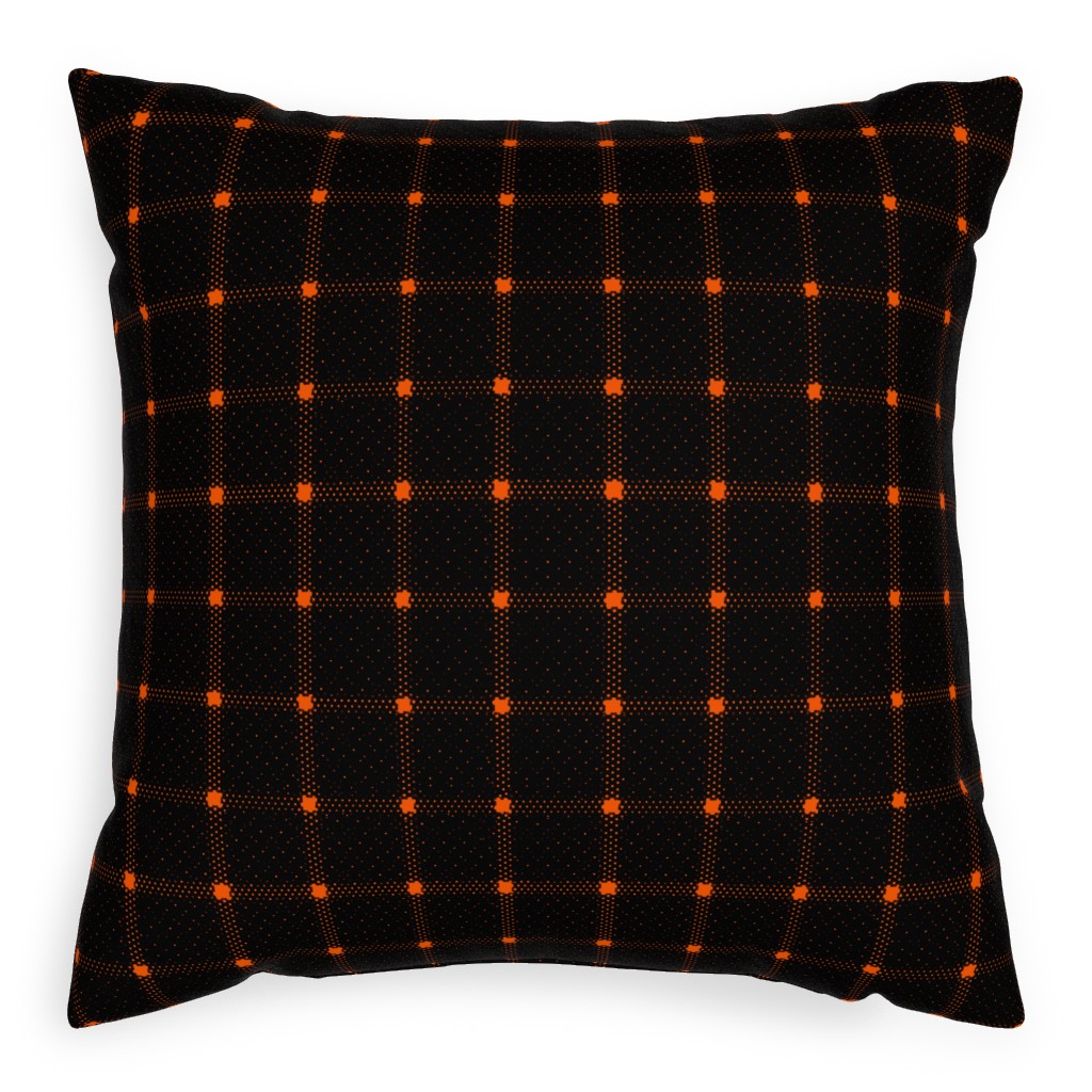 Gridded Plaid Pillow, Woven, Black, 20x20, Single Sided, Black