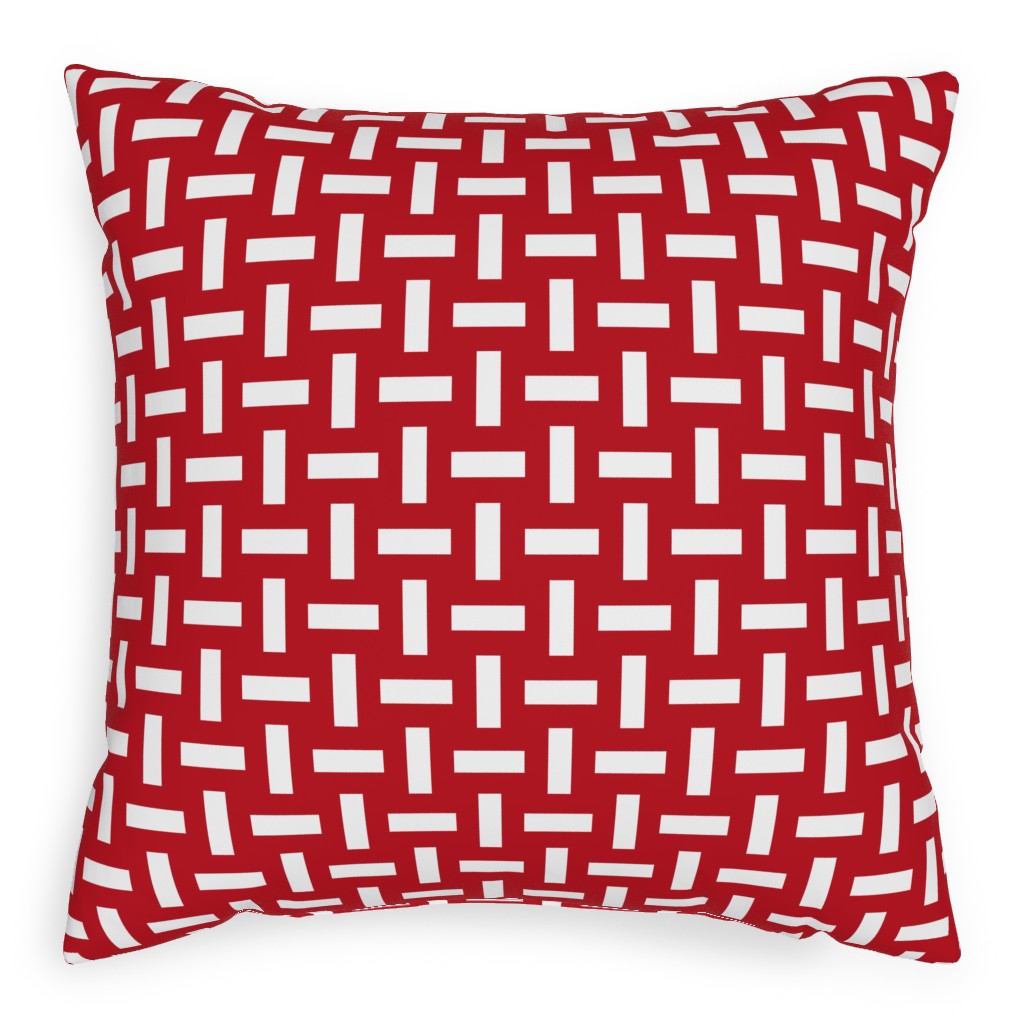 Geometrically Assembled Flag - Red Pillow, Woven, Black, 20x20, Single Sided, Red