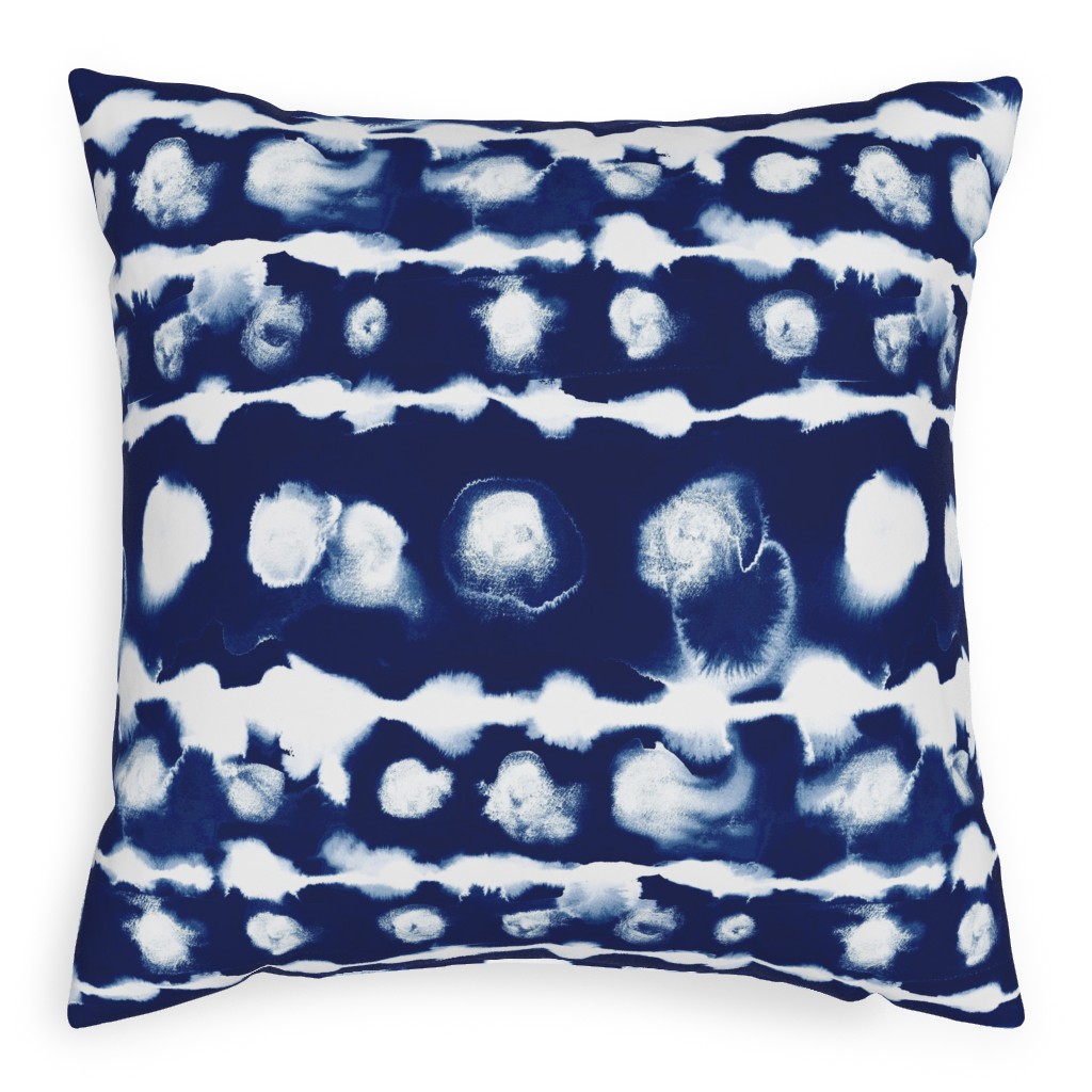 Dye Dot Stripe - Blue Pillow, Woven, Black, 20x20, Single Sided, Blue